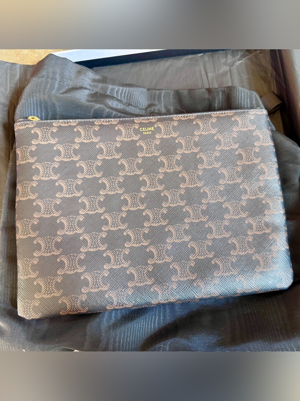Celine Triomphe coated canvas pouch